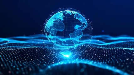 Poster - Digital globe with abstract wave patterns