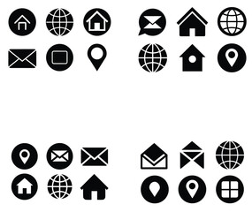 Fototapete - A versatile vector icon set for web design featuring symbols for internet, mail, business, and more
