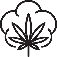 Poster - Minimalist line art illustration of a cannabis leaf within a cotton ball vector