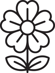 Poster - Stylized flower with leaves and stem line art drawing