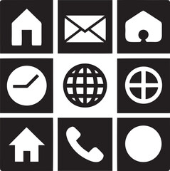 Fototapete - A versatile set of vector web icons for internet business and website design, featuring symbols for email, home, phone, and information