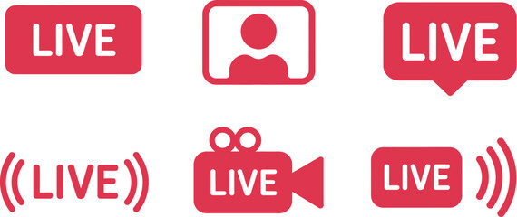 Fototapete - Live streaming icons vector set for social media broadcast and online video stream design concept