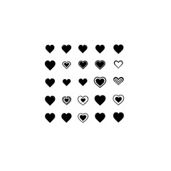 Aufkleber - A collection of various heart shapes arranged in a grid pattern art