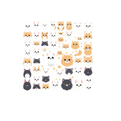 Poster - An array of cartoon cat and dog faces with various expressions