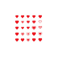 Poster - A collection of red hearts arranged in a grid on a white background