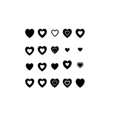 Aufkleber - A collection of various heart shapes arranged on a white surface