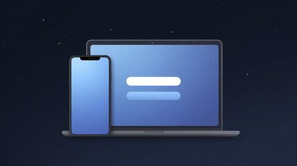 Fototapete - Smartphone and laptop mock up with blank screens, showcasing modern technology against a dark starry background, ideal for design presentations and digital projects