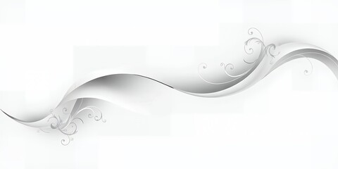 Poster - A delicate silver ribbon with floral flourishes on a clean white background design art
