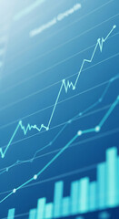 Poster - Blue graph showcasing upward trend lines and bar chart, symbolizing growth, success, and financial progress, ideal for business presentations or reports
