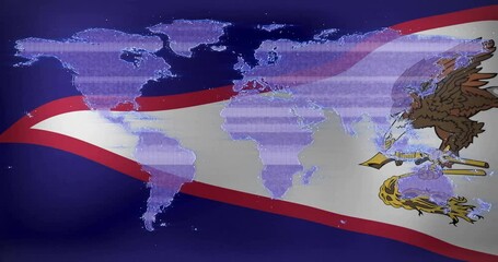 Poster - Scanning beam emerging from flag tip sweeping map overlay revealing world glitching showing data