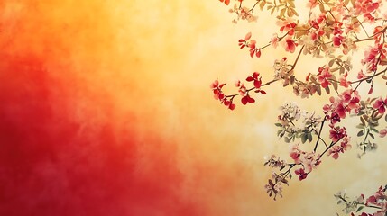 spring blossoms with sunset sky.
