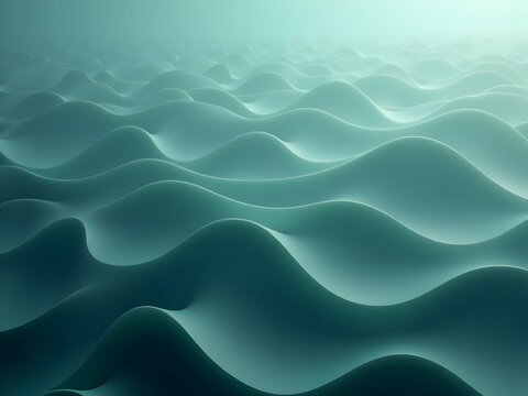 A visually captivating 3D wavescape featuring smoothly undulating forms that suggest calmness, serenity, and digital artistry