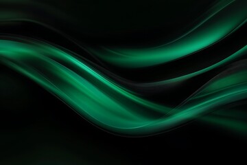 Wall Mural - abstract emerald green waves flowing across a dark sophisticated background