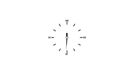 Poster - Minimalist clock face with roman numerals and simple hands on a white background