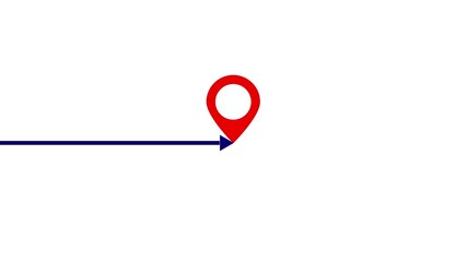 Poster - Animated arrow path indicating location destination. Location route animation. Minimal map marker and arrow showing navigation path and travel progress.