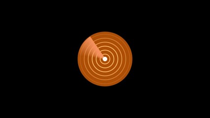 Fototapete - Radar screen animation with sweeping wave. Futuristic digital sonar display showing rotating signal and target detection.