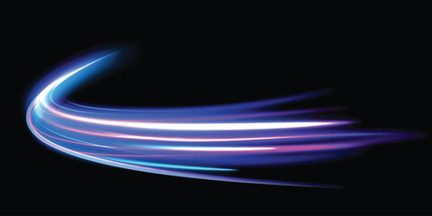 Wall Mural - light vortex, a luminous arc of bright purple light. light flow energy flows along the trajectory, c