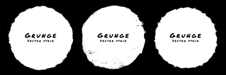 Wall Mural - set of hand drawn white grunge circle frames. sale banners. black grunge round spots. vector illustr