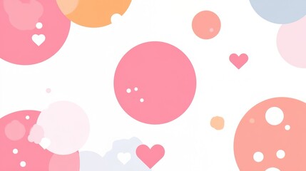 Poster - White background with a pink circle with a heart in the middle. There are many other pink circles with hearts in them