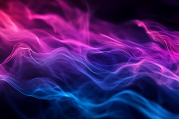 Wall Mural - Abstract flowing waves of neon pink and electric blue light on a dark background