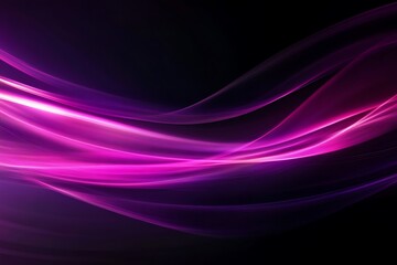 Wall Mural - Abstract flowing purple and pink light waves on a dark background