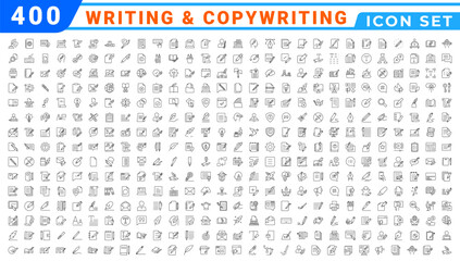 Poster - Writing Editable Icons set. Vector illustration in modern thin line style of text related icons: documents, tools, literature, and more. Pictograms and infographics for mobile apps.