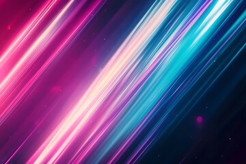 Wall Mural - diagonal streaks of vibrant pink and cyan light create a dynamic abstract background