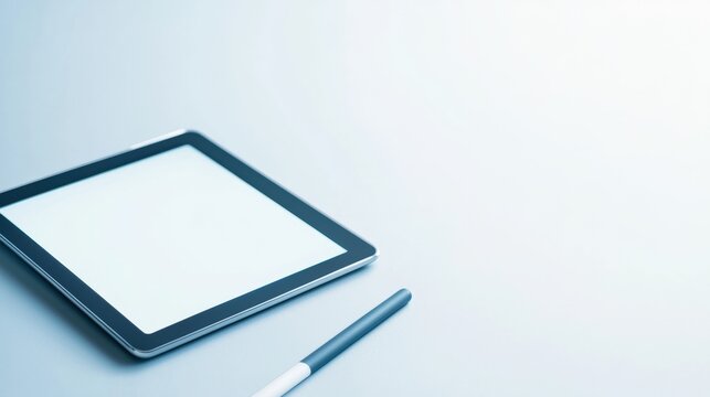 Blank tablet screen with stylus modern technology minimalist design
