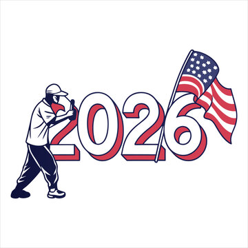 2026 Happy New Year American Flag Design.