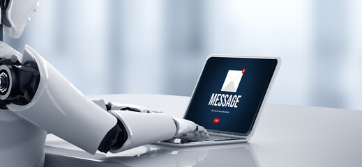 Poster - Email notification message showing on computer screen snugly. Digital marketing message information text from business to customer client 3D illustration