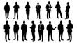 © Kecebong Anyut - Silhouetted figures of diverse business professionals stand against a white backdrop, presenting a versatile collection for corporate, teamwork, and leadership themes and concepts.
