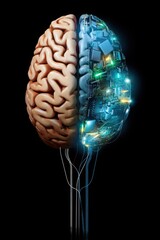 Poster - A striking representation of the human brain divided into two halves.