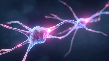 Poster - Neurons connected by synapses, depicted in a vibrant and colorful digital style, showcasing the complexity of the nervous system.