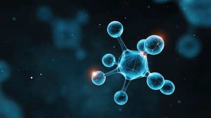 Aufkleber - Molecular structure rendered in blue and black, illustrating scientific concepts or technology themes.