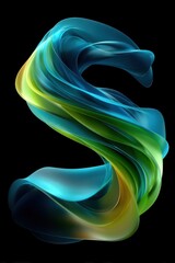 Poster - Abstract gradient ribbon illustration with vibrant colors on a black background