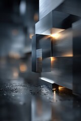 Poster - Abstract metallic structure with glowing accents in a modern design style