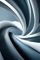 Poster - Dynamic abstract design with smooth white and blue flowing curves