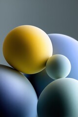 Poster - Abstract spherical composition featuring colorful smooth shapes on a gradient background
