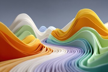 Poster - Colorful abstract waves of curved paper forming a textured artistic pattern