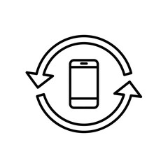 Fototapete - Mobile phone icon with circular arrows representing update concept  