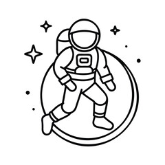 Poster - An astronaut in a spacesuit floating in space with stars spaceman planets
