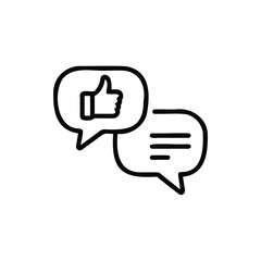 Poster - Line art thumbs up in a speech bubble a second bubble with lines on like