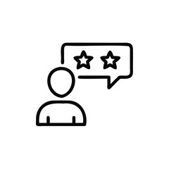 Poster - Line art person with two stars in speech bubble on feedback review