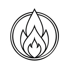Poster - Graphic a flame symbol inside a double-lined circle on fire heat