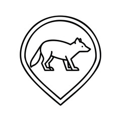 Poster - Line art a fox inside a teardrop-shaped outline on a animal wildlife