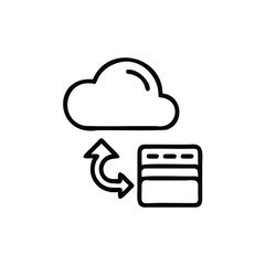 Fototapete - Cloud icon with data server curved arrow in on storage transfer