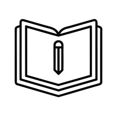 Poster - Outlined open book with pencil symbol on education concept learn study