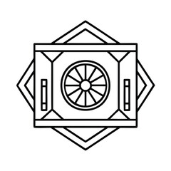 Poster - Geometric a stylized wheel within a square diamond frame abstract line