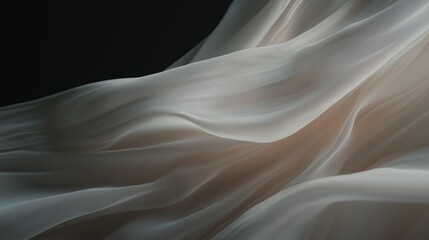 Poster - Delicate movement of sheer fabric flowing gracefully in soft light against a dark background