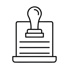 Fototapete - Outline stamp icon with document handle on paper